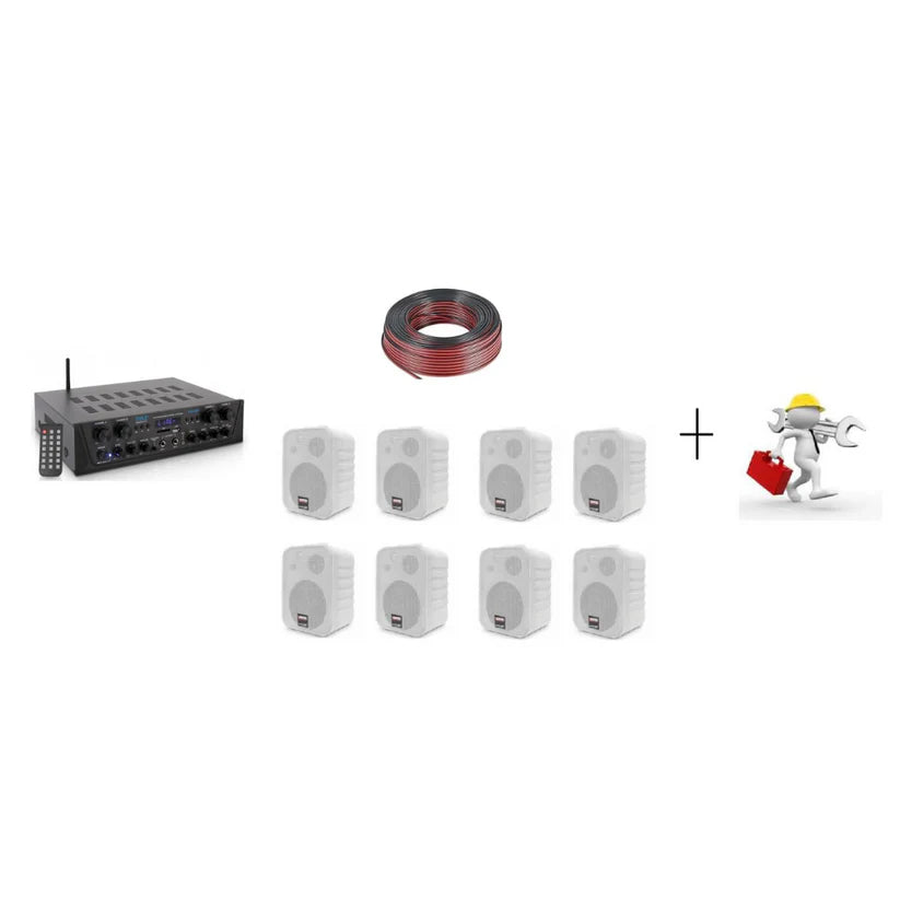 Kit de Música Ambiental 8 Parlantes + Instalación