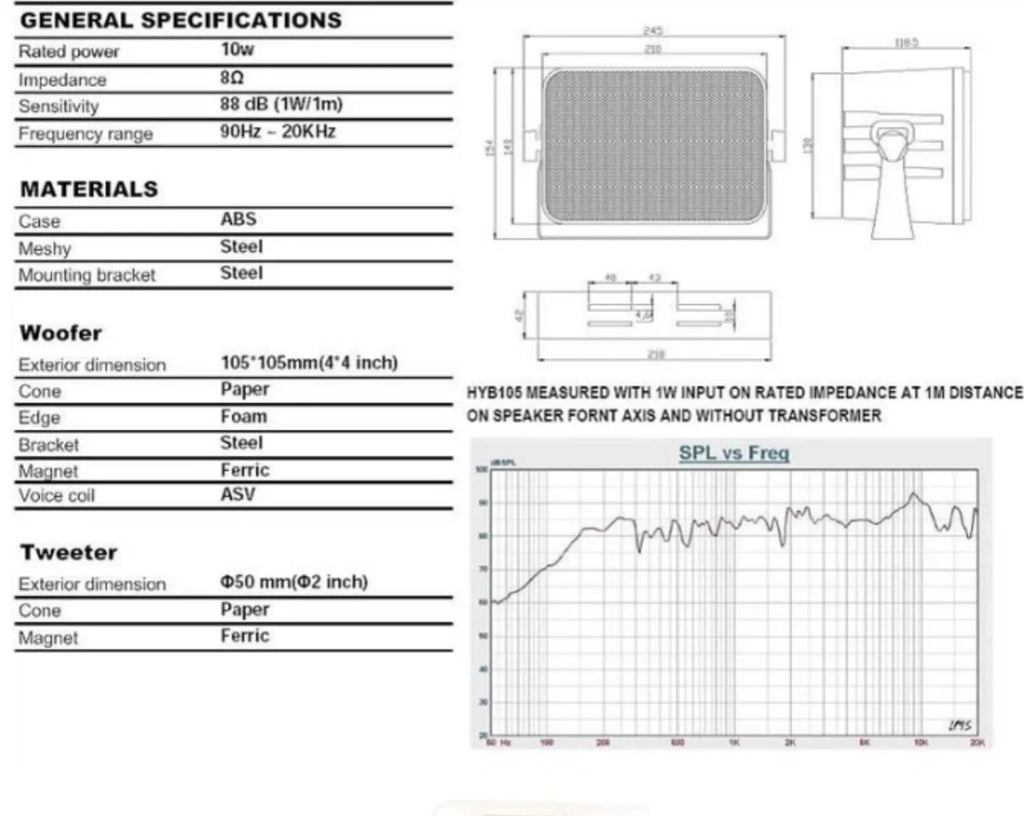 Par Parlante Mural Ambiental 100v /8 ohms