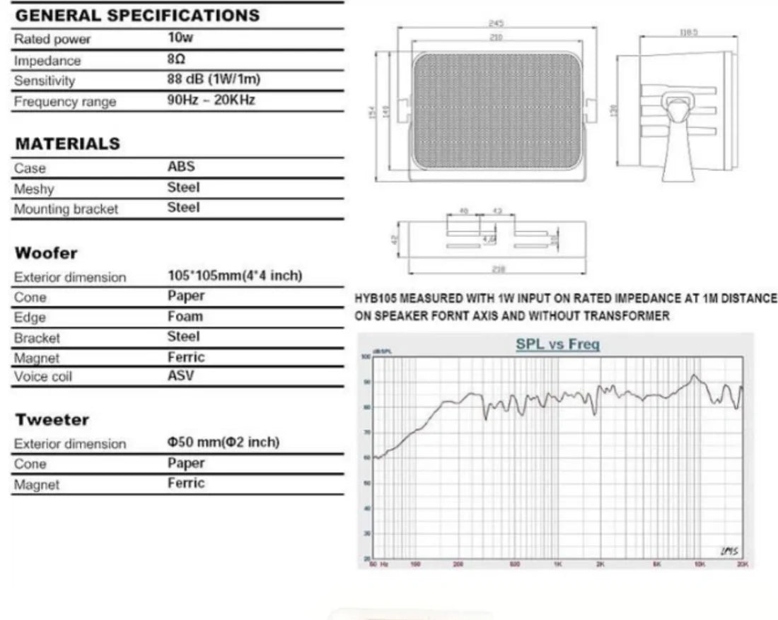 Par Parlante Mural Ambiental 100v /8 ohms