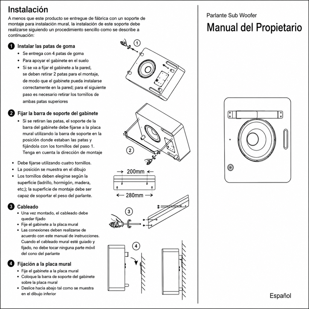 Subwoofer Pasivo HSB801 8" 120W para Línea 100V