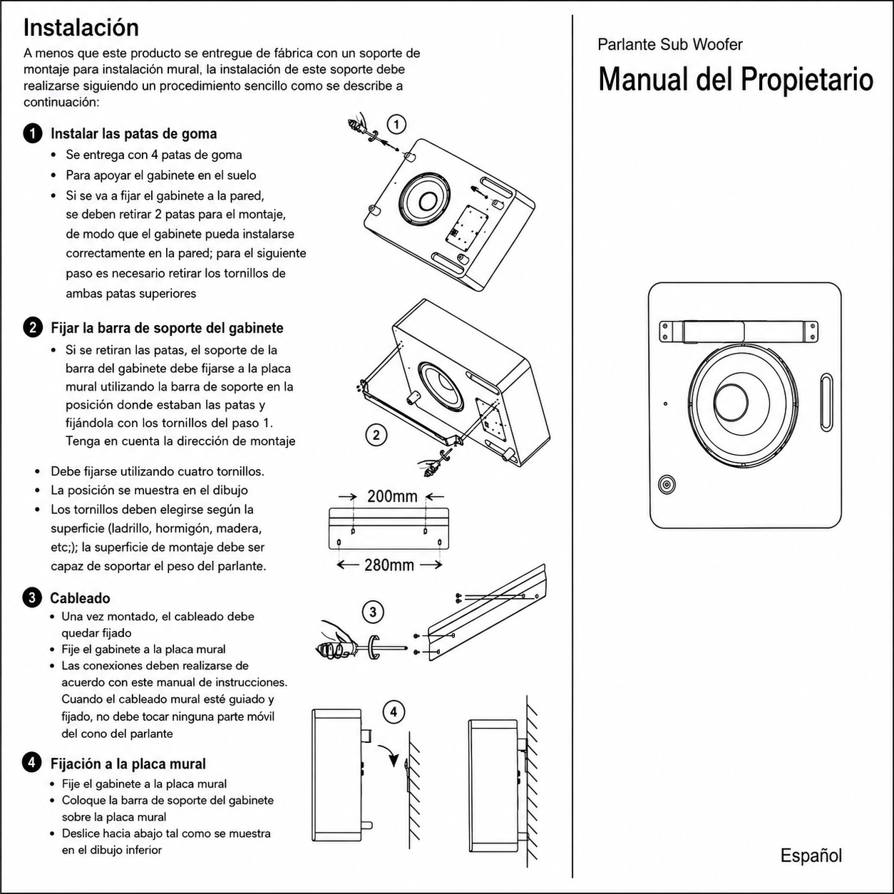 Subwoofer Pasivo HSB801 8" 120W para Línea 100V